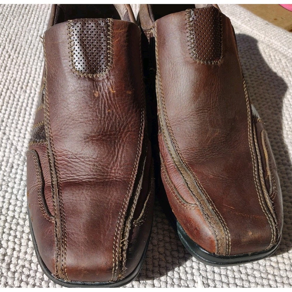 Clarks Mens Shoe 9 W Slip On Comfort Dress Leather Brown Casual Low Top
